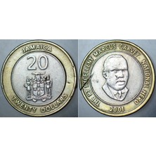 Banknoting Jamaika 20 Dolar 2001 Bimetal. Kenarda Kesme Izi Var.