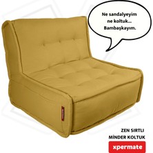 Xpermate Zen Sırtlı Minder Koltuk Iskandinav Tarzı Yer Koltuğu Sırtlıklı Oturma Minderi 80x60 Hardal