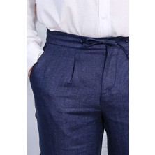 Velvarde Keten Jogger+Ipli Lastlikli Pant. Kotmavi