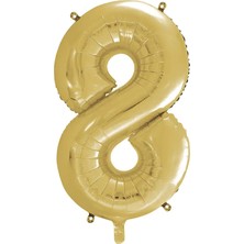 1 Adet 34 Inç 76 Cm Gold Folyo Balon Helyum Balon 8 Yaş Balonu 8 Rakam Balon
