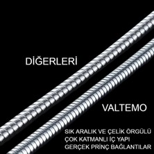 Valtemo 150 Cm Çelik Krom, Sık Örgülü, Çift Kenetli, Ultra Dayanıklı Fıskiye Hortumu Vs-208