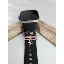 Apple Watch Uyumlu Kalp ve Pati Detaylı 4’lü Charm Akıllı Saat Kordon Aksesuarı