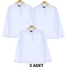 Crassi Erkek Çocuk Sweatshirt Beyaz 3'lü Kısa Kol Anvelop Yaka Düz Desenli Özel Kumaş