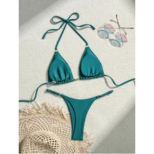 Vısıon Yeşil Tanga Kesim Özel Kumaş Luxury Desıgn Bikini Seti