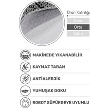 Puffy Gri Yumuşak Peluş Halı | Kaymaz, Yıkanabilir, Salon Mutfak Antre Için Halı Yolluk