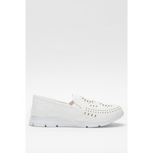 Kadın Lazer Desenli Günlük Kadın Spor Ayakkabı Beyaz