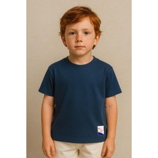Luess Erkek Çocuk %100 Pamuk Basic Tişört - Lacivert  (3-4 Yaş 8-9 Yaş)