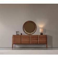 Lucca Wıcker Ayna - Ahşap Rattan Ayna -Hazeran Ayna