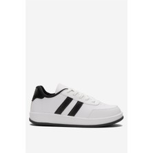 Unisex Düz Hafif Taban Günlük Sneaker Ayakkabı Beyaz - Siyah