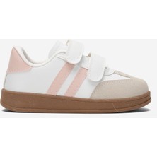 Unisex Cırtlı Rahat Hafif Çocuk Spor Ayakkabı Beyaz - Pudra