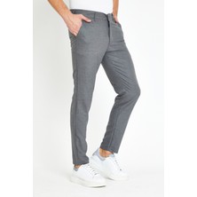 Mero Life Erkek Gri Italyan Kesim Slimfit Kumaş Pantolon