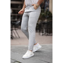 Mero Life Erkek Açık Gri Italyan Kesim Slimfit Kumaş Pantolon