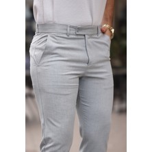 Mero Life Erkek Açık Gri Italyan Kesim Slimfit Kumaş Pantolon