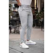 Mero Life Erkek Açık Gri Italyan Kesim Slimfit Kumaş Pantolon