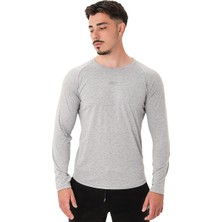 Musclecloth Elite Reglan Uzun Kollu T-Shirt Gri Melanj