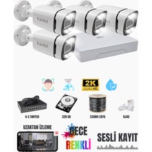 Exitcam 4'lü Ip Kamera Seti 5mp 2k+ Sesli + Gece Renkli + 320GB HDD + Cat6 + Poe Switch + Nvr