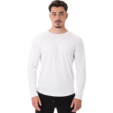 Musclecloth Elite Reglan Uzun Kollu T-Shirt Beyaz