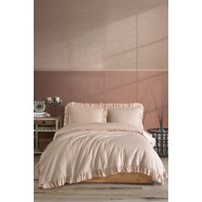 Elart Lily Yatak Seti %100 Pamuk Bej 3 Parça Fırfırlı Desenli Çift Kişilik 200x220 cm