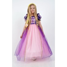 Rapunzel Prenses Kız Çocuk Parti Kostümü Doğum Günü Elbisesi