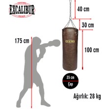 Excalibur Klasik Boks Torbası 100 x 35 cm Vintage Kahve