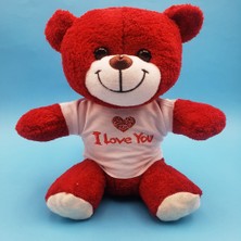 Larimar Kırmızı I Love You Tişörtlü Peluş Ayıcık