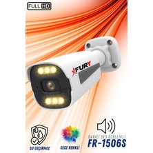 Fury 4 Lü Sesli 6 Warm LED Gece Renkli Görüş Su Geçirmez Güvenlik Kamerası Seti 500GB