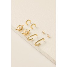 Modex Gold Dörtlü Küpe Seti