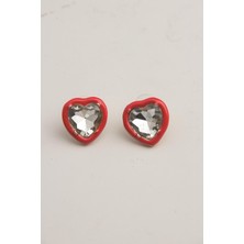 Modex Swarovski Taşlı Mineli Kalp Küpe