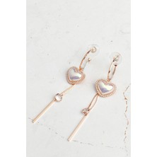 Modex Sedef Inci Kalp Sallantılı Küpe