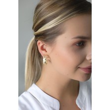 Modex Mat Gold Dokulu Küpe