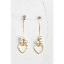 Modex Incili Kalp Sallantılı Küpe