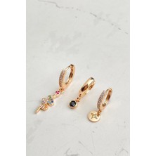 Modex Yılan Figürlü Üçlü Küpe Seti