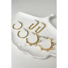 Modex Incili Halka Küpe Seti