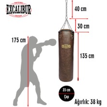 Excalibur Klasik Boks Torbası 135 x 35 cm Kahve