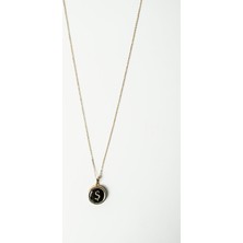 Modex Gold  Siyah Sedefli Harf Kolye