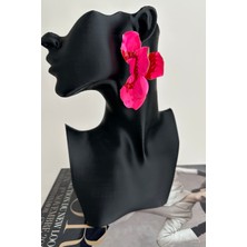 Yarım Ay Desenli Hafif Çiçek Küpe (7cm)