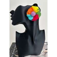 Bohem Tarzı Renkli Kumaş  Çiçek Küpe (4cm)