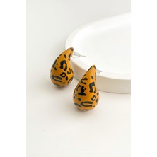 Leopar Desenli Hafif Gözyaşı Damlası Küpe (3cm)