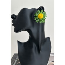 Bohem Tarzı Boncuk Detay Papatya Çiçek Küpe (5cm)