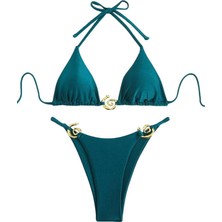 Vısıon Yeşil Özel Kumaş Luxury Desıgn Bikini Seti