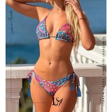 Mıx Color Desıgn & Püskül Bağlama & Gold Tokalı Luxury Bikini Seti