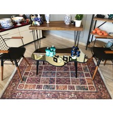 Faw Decor Aynalı Ahşap Siyah Orta Sehpa Doğal Ağaç Ayaklı Modern Cam Tablalı Orta Sehpa