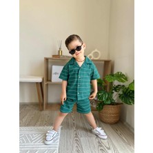 Mia Bambim Çizgili Erkek Bebek T-Shirt Şort Takım Yeşil