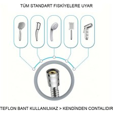 Valtemo Europe 150 Cm Çift Kenetli, Sık Örgülü Parlak Krom Çelik Fıskiye Hortumu VS-204