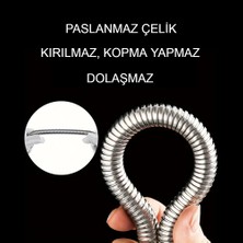 Valtemo Europe 150 Cm Çift Kenetli, Sık Örgülü Parlak Krom Çelik Fıskiye Hortumu VS-204