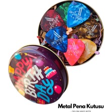 Hediyelik Pena Seti | Metal Kutu | 14 Renkli Pena • 5 Damla Pena • Pena Şarjörü & Taşıma Çantası