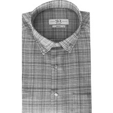 Süvari Bol Kesim Cepli Ekose Desenli Kısa Kol Erkek Gömlek