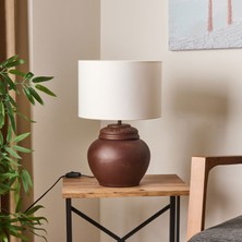 Lighting Çiçekli Kapaklı Abajur - Kahverengi / Krem - 50 cm