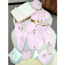 Kız Bebek Pamuklu Müslin Kumaş Çiçek Nakışlı 10LU Hastane Çıkışı