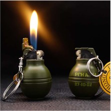 Paras Ticaret Küçük El Bombası Şeklinde Metal Çakmak Gazla Çalışan Anahtarlık Çakmak (1 Adet) Ebat: 4,6 cm x 2,8 cm